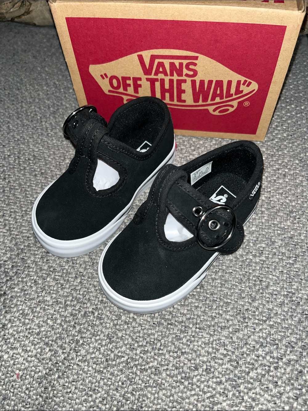 Vans Kids Black Mary Jane Skate Sneakers with White Sole